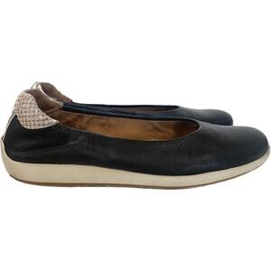 Caslon Ballet Flats Comfort Black Leather Snakeskin Round Toe Slip On Sz 7.5